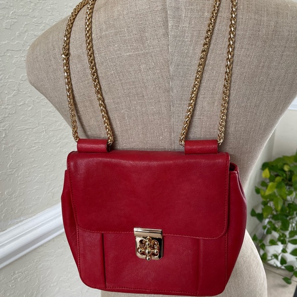 Handbags - Genuine Leather Red Crossbody Convertible Bag